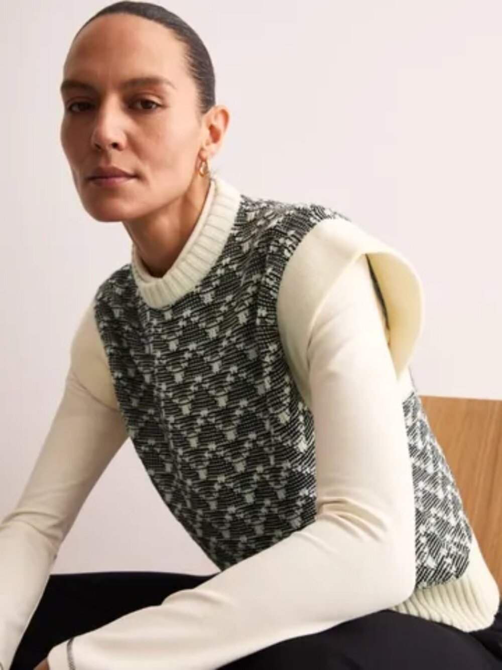 Jaeger Pure Merino Wool Ribbed Knitted Sweater Vest